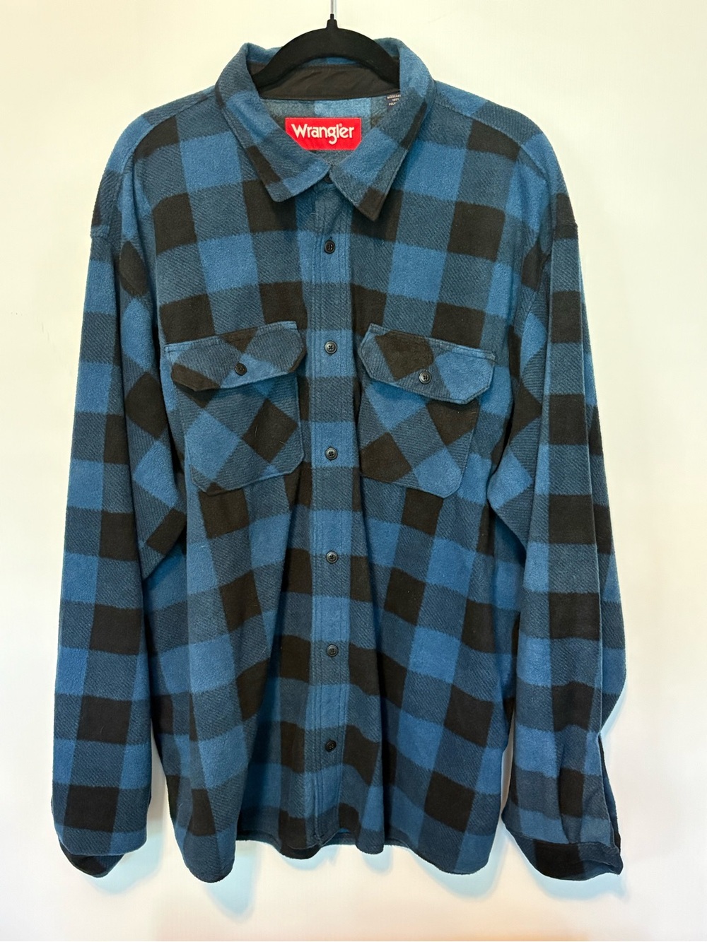 Wrangler Blue and Black Buffalo Plaid Button-Front Shirt